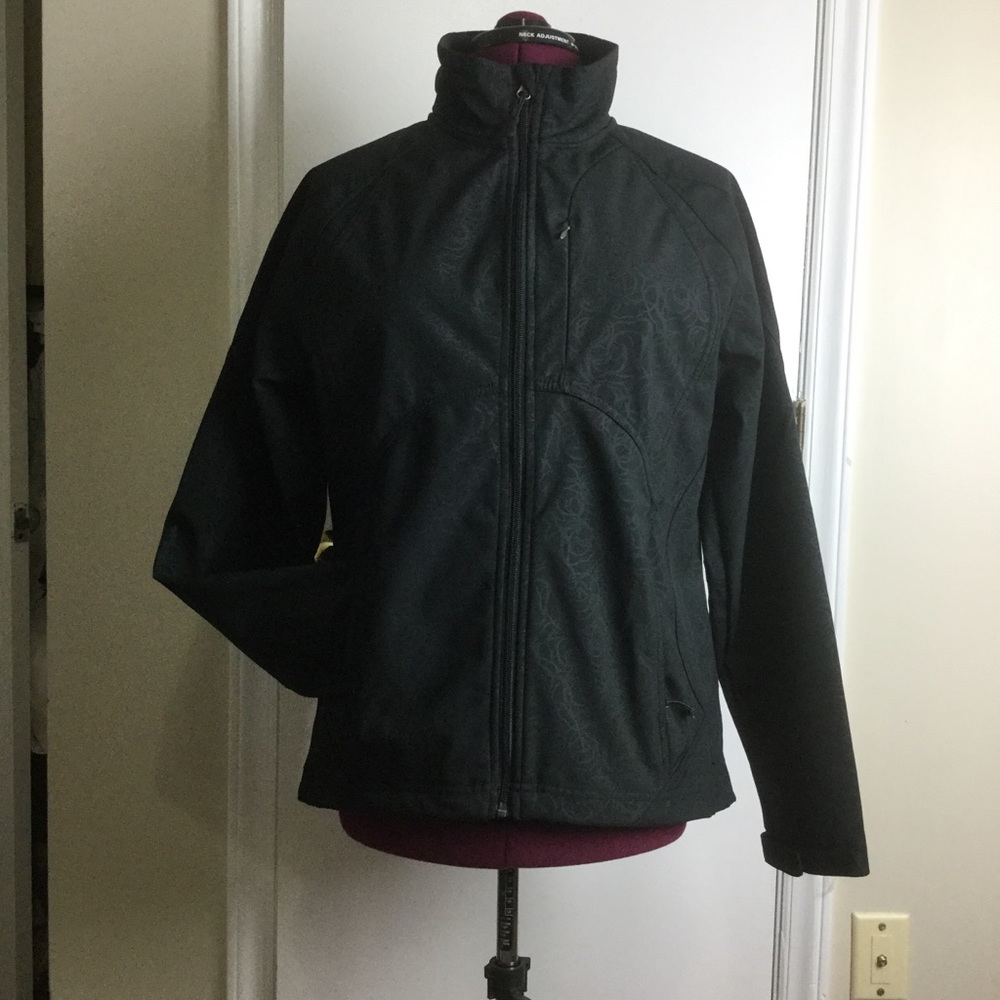 Like New Double Diamond Zip-Up Waterproof Black Jacket Women L